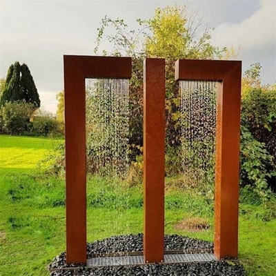 Contemporary Double L Corten Çelik Bahçe Su Özellikleri Yağmur Perdesi