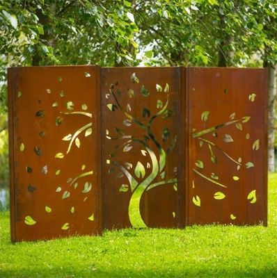 Ev Dekorasyonu İçin Ağaç Resmi Ayrışma Çelik Bahçe Ekran Panelleri