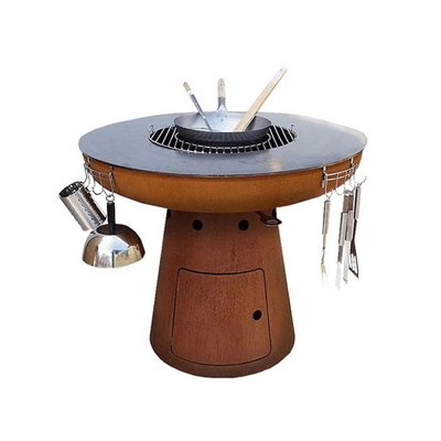 Özel Kamp Corten Çelik Barbekü Izgara 600-1000mm Bahçe Ateş Çukuru Kasesi