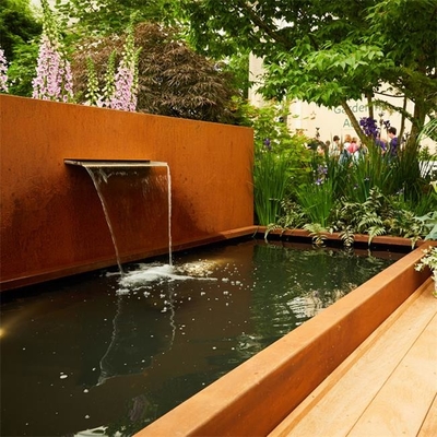 Peyzaj Göleti Duvarı Corten Çelik Su Özelliği Corten Su Bıçağı