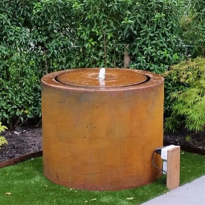 Yuvarlak Su Tablası Corten Çelik Su Çeşmesi Açık Kötü Dekorasyon