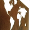Dekorasyon Paslı Corten Metal Dünya Haritası Duvar Sanatı