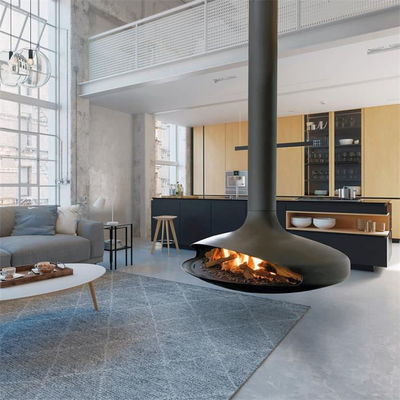 Kapalı Dekoratif Modern Siyah Tavana Monte Asma Şömine