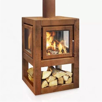 Odun Yakma Dış Mekan Bağlantısız Corten Çelik Soba Metal Şömine