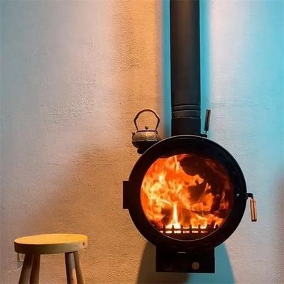 600mm Kapalı Merkezi Isıtma Duvara Monte Odun Yanan Asma Şömine