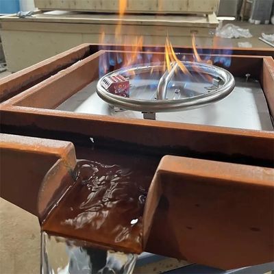 Yüzme Havuzu için Açık Dekoratif Corten Çelik Gaz Ateş Çukuru Su Kase